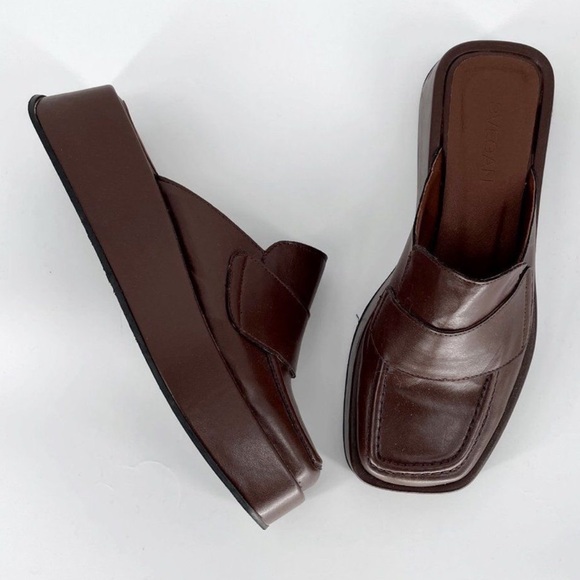 ALOHAS Svegan Tempera Vegan Leather Platform Mules Umber Brown Women's 37 US 6.5 - Picture 3 of 4